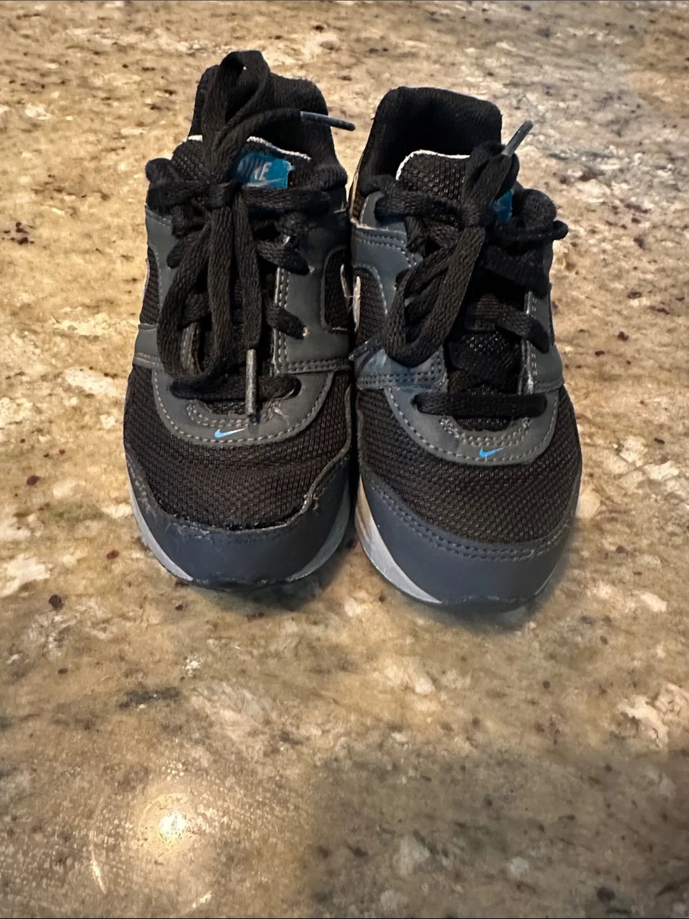 Nike Air Max Kids Black and Gray Sneaker with White Swoosh